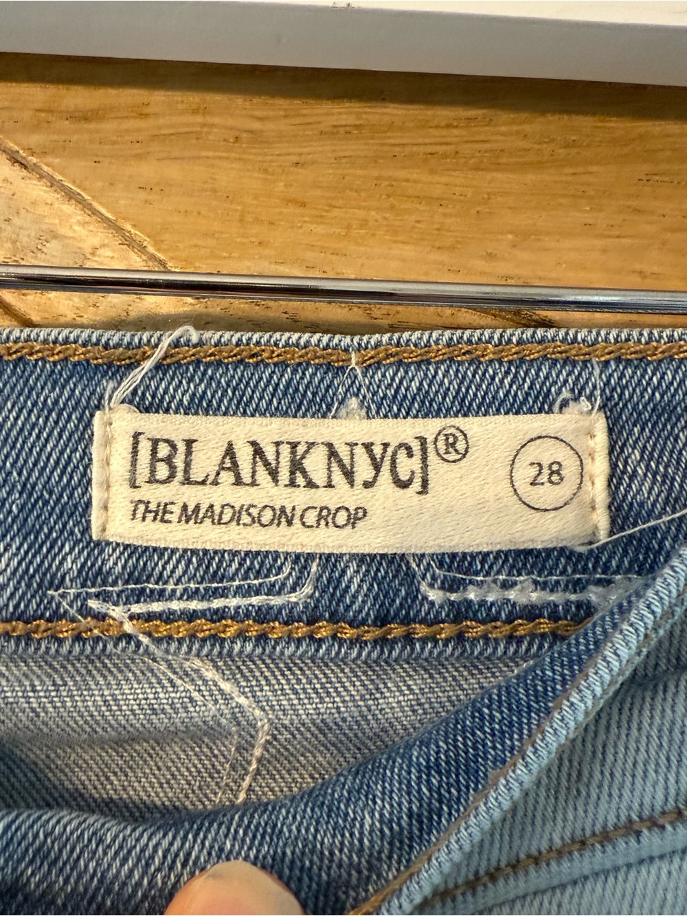 Blank NYC Light Blue Straight Leg Jeans with White Star Appliqués - Picture 2 of 4